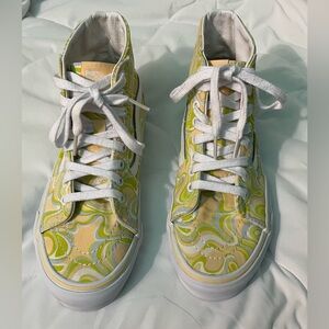 Vans Green and Yellow Patterned High-Tops